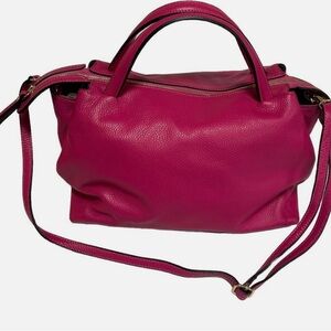 Excellent NIU‎ ITALIAN MADE TOTE BAG SOFT LEATHER SHOULDER STRAP COLOR FUCHIA